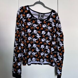 Killstar Black and White Ghost Top with Pumpkin Orange Accents Size 4XL
